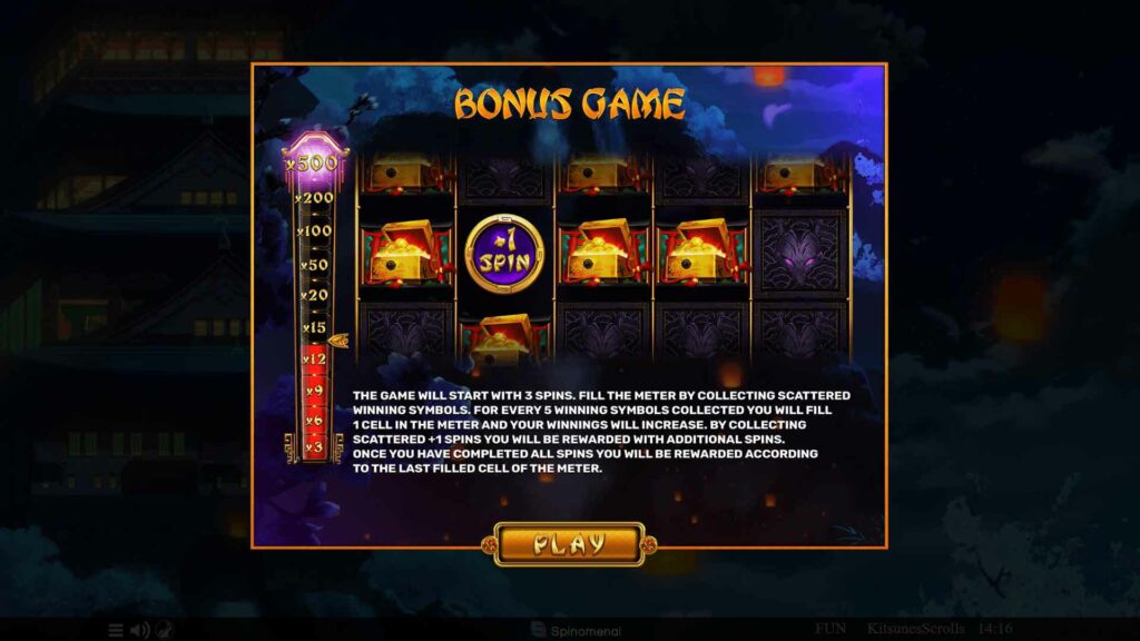 Bonus screen